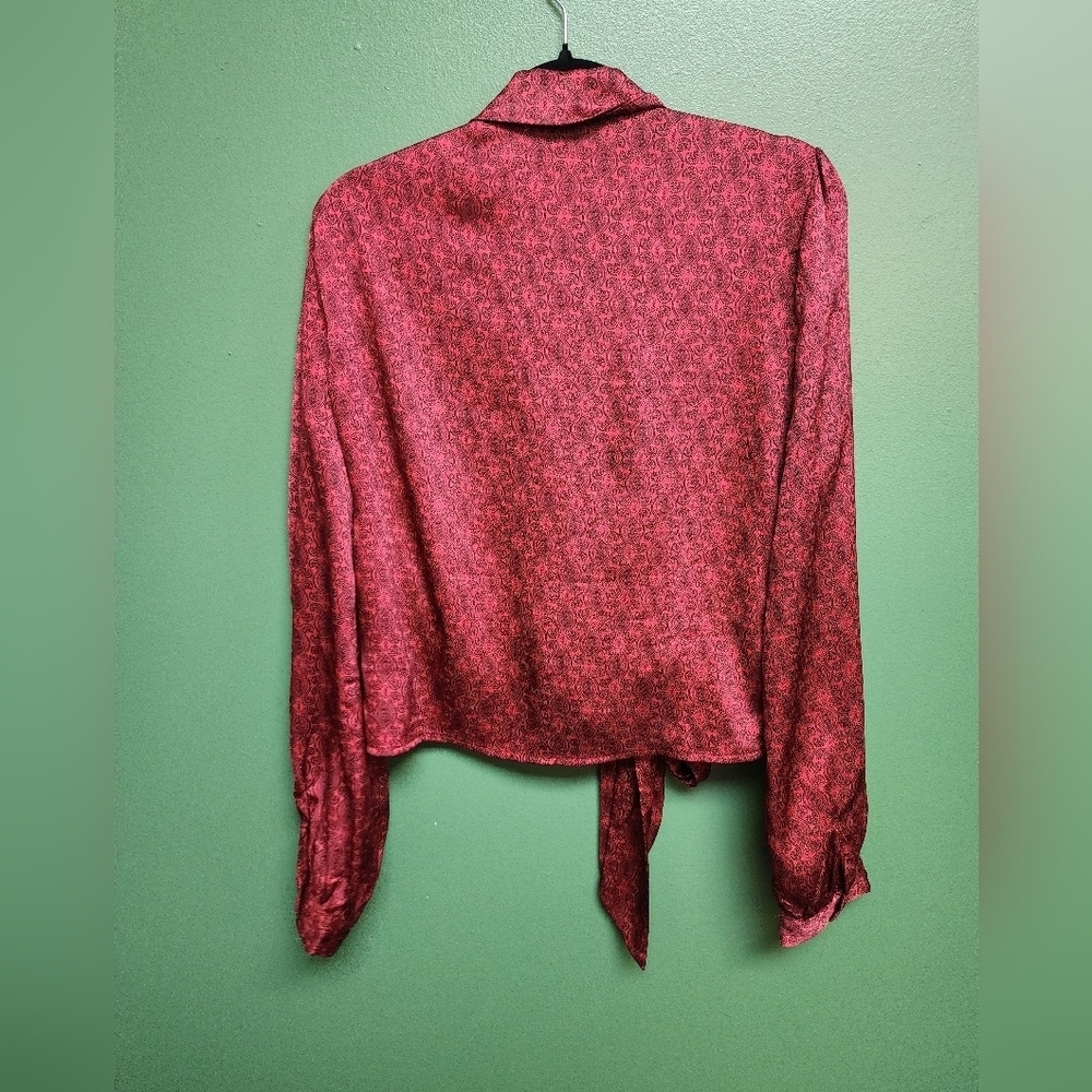 Urban Outfitters Paisley Wrap Blouse | Tie Front | Red | Size M - Picture 4 of 5